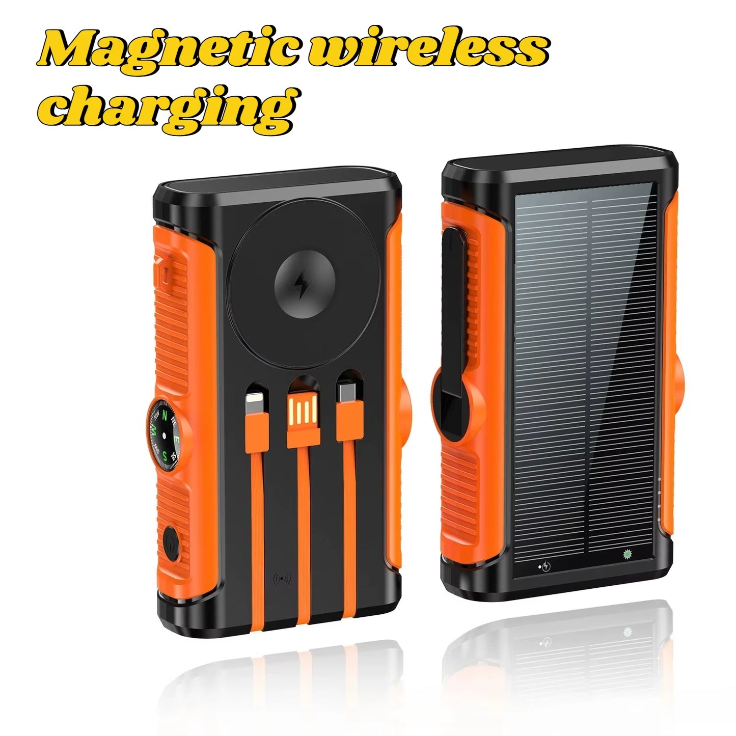 Ultra-High Capacity 50000mAh Solar Power Bank with Magnetic Wireless Charging - Perfect for iPhone MagSafe and Camping Adventures!