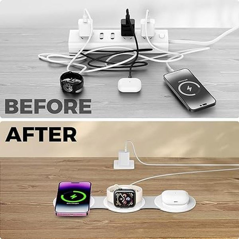 3-In-1 Hicober Wireless Charging Station, Magnetic Portable Charger