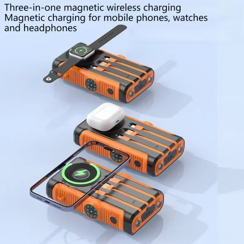 Ultra-High Capacity 50000mAh Solar Power Bank with Magnetic Wireless Charging - Perfect for iPhone MagSafe and Camping Adventures!