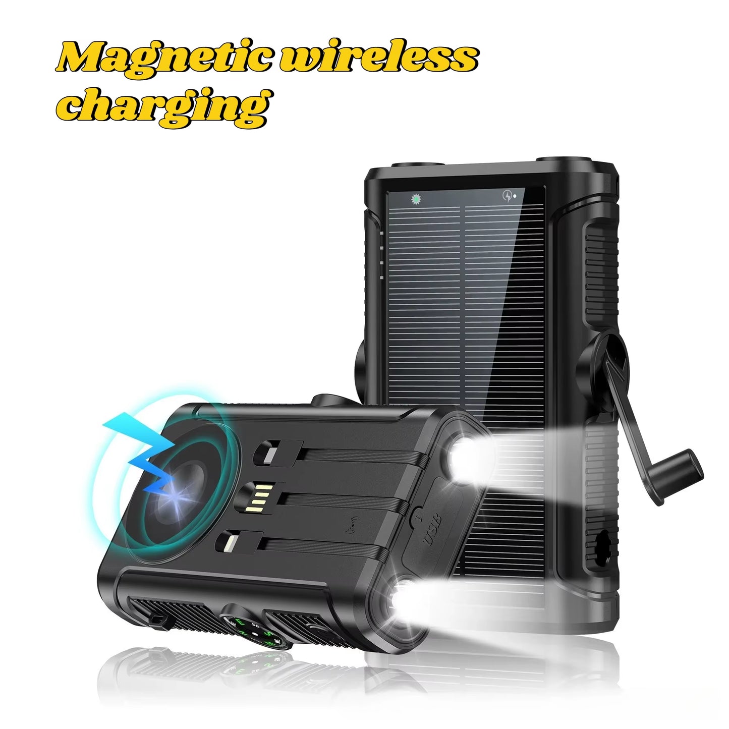 Ultra-High Capacity 50000mAh Solar Power Bank with Magnetic Wireless Charging - Perfect for iPhone MagSafe and Camping Adventures!