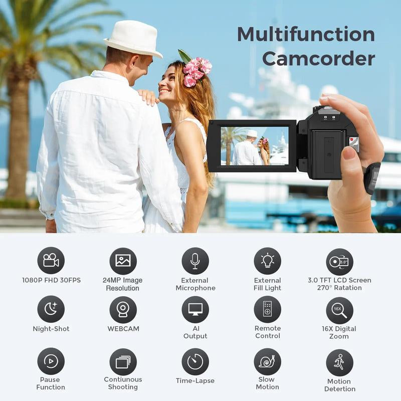 Dvc Camera, Full HD 1080P Video Recorder, 3-Inch