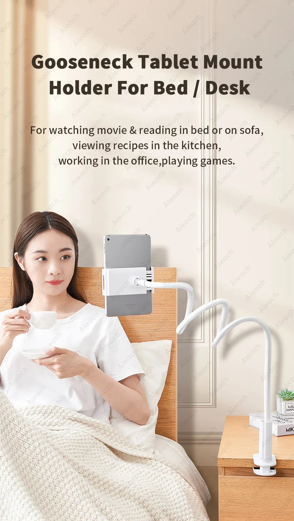 Tablet Bracket for Bed Desk Gooseneck Tablet Stand