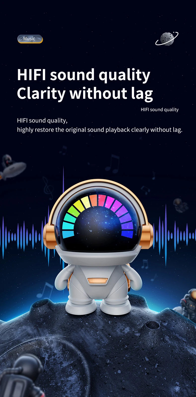 LED Mini Smart Astronaut Bluetooth Speaker Hifi Sound
