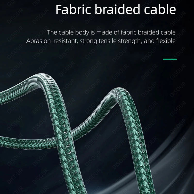 100W Smart Auto-Pow off Charging Cable USB C Braided Wire Fast Charging Cable With LED Breathing Light Durable & Safe Data Cable