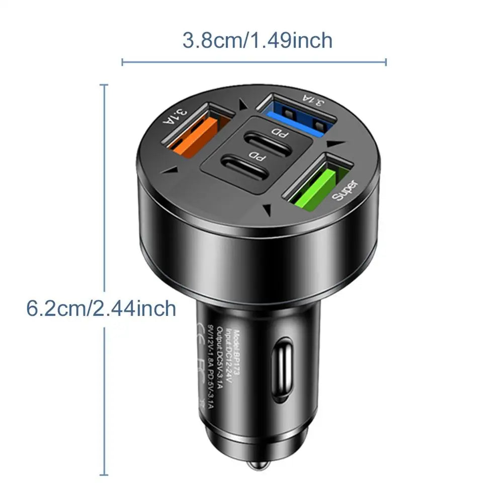 Car Charger Fast Charging 100W 3 USB 2PD