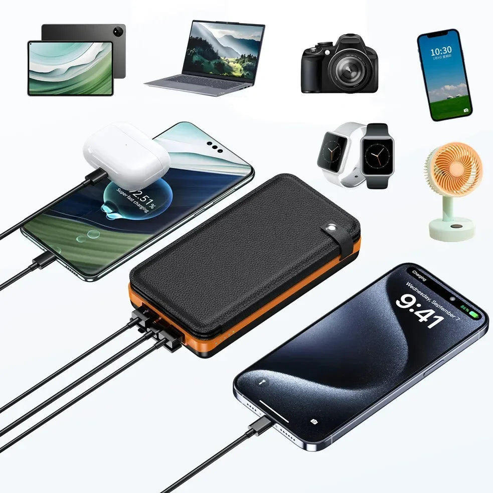 Portable Solar Power Bank,50000mAh External Solar Power Supply,Compatible