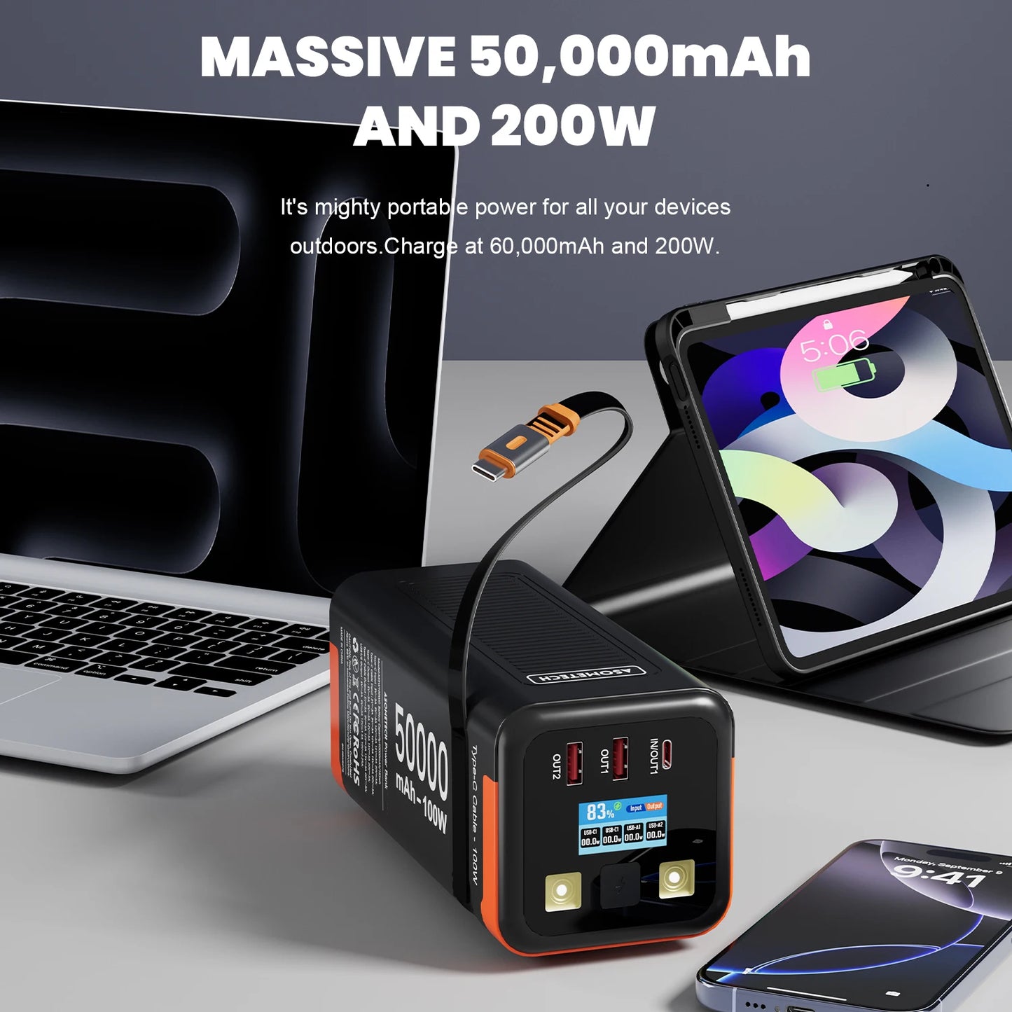 Power Bank 50000mAh 100W PD PPS Super Fast