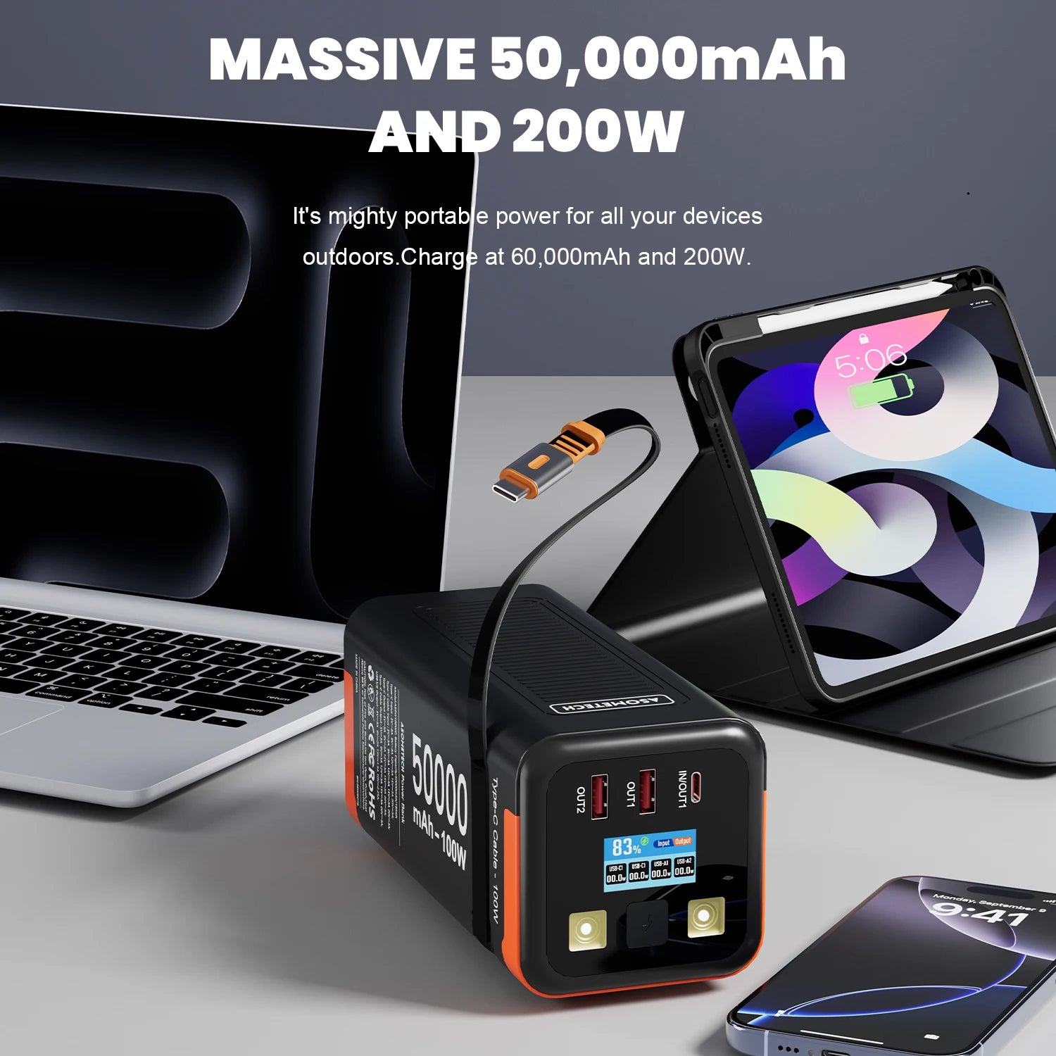 Power Bank 50000mAh 100W PD PPS Super Fast