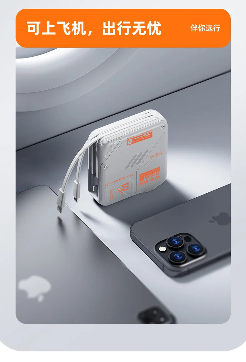 20000mAh Large-capacity Power Bank,super Fast Charging,self-contained Plug, Built-in Cable, Compact Portable Mobile Power Supply