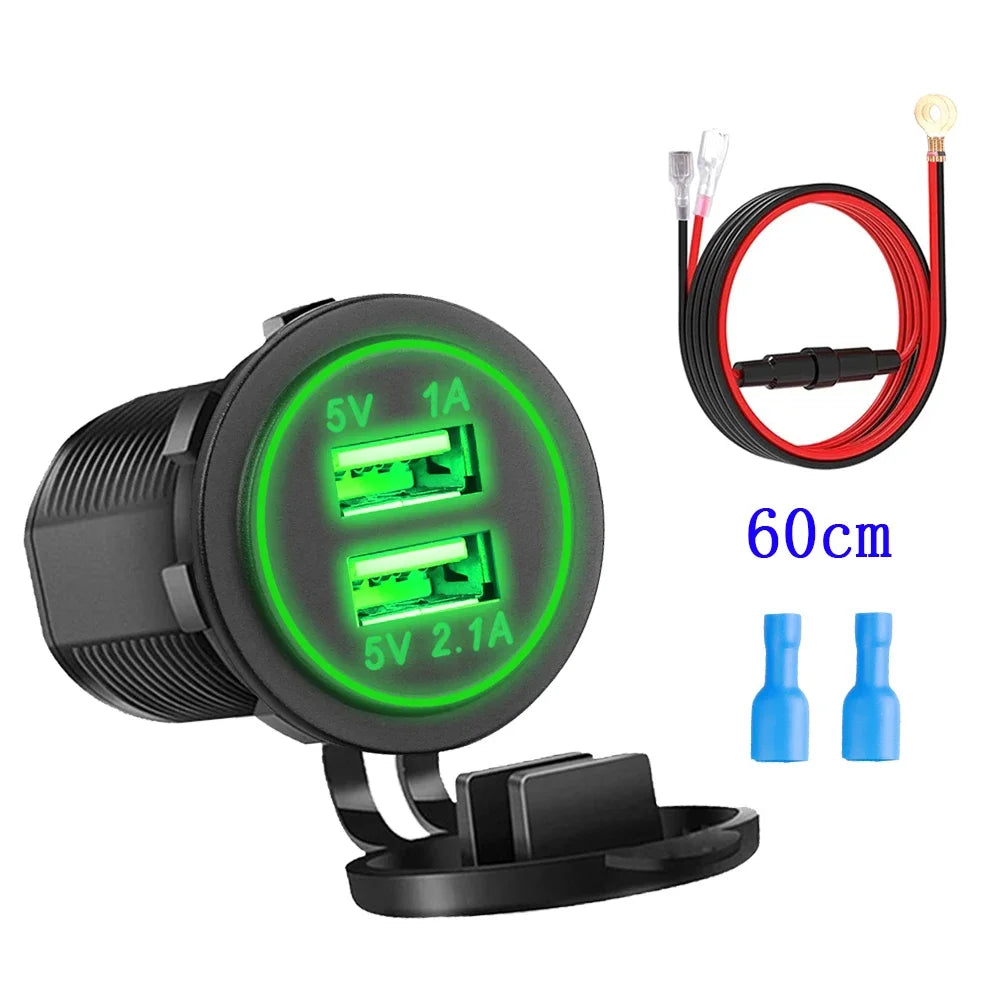 Universal Motorcycle Car Charger LED Light USB TYPE-C