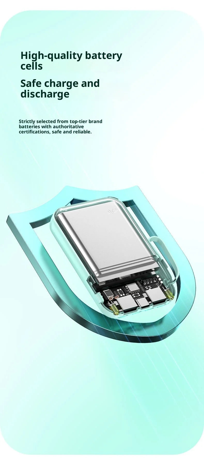 Power bank comes with 20000 mAh large capacity