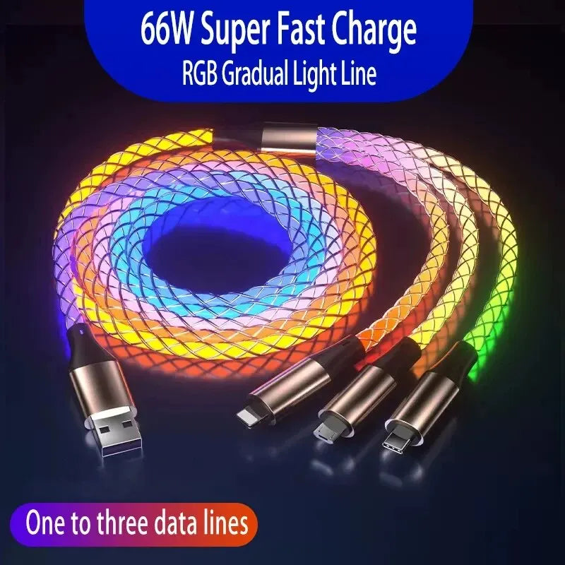 6A Super Fast Charging Colorful Light Data Cable
