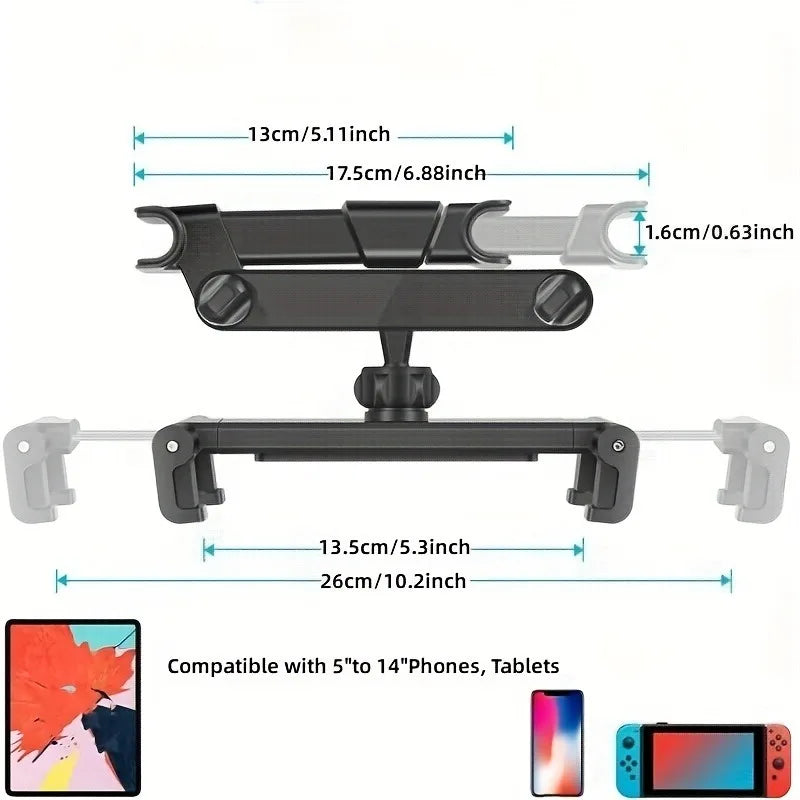 Car Tablet Holder, Headrest Mount Adjustable Stand Cradle