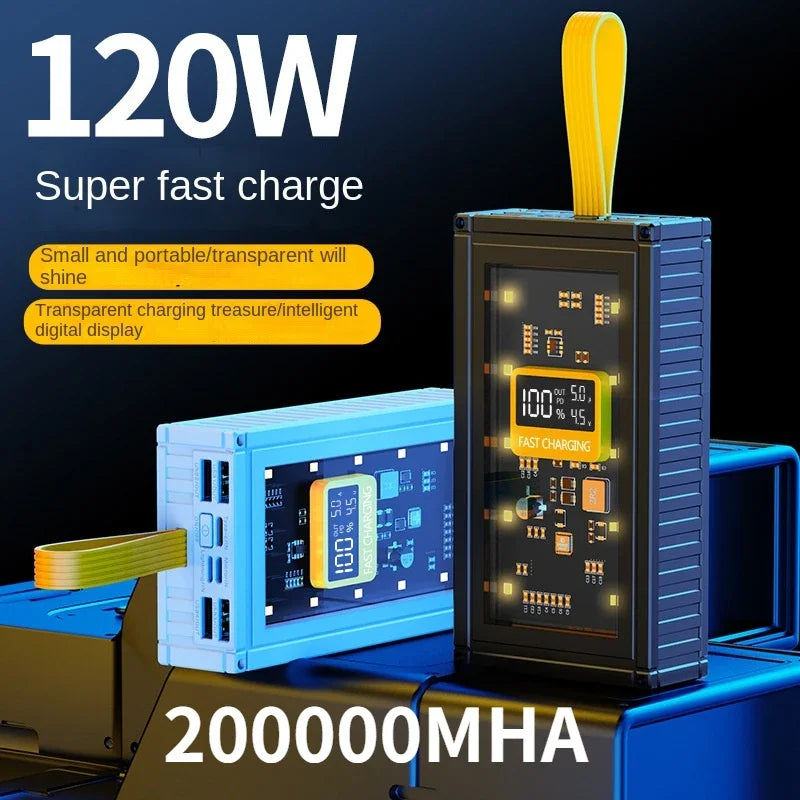 30000mAh 50000mAh 120W Fast Charging Transparent Power Bank