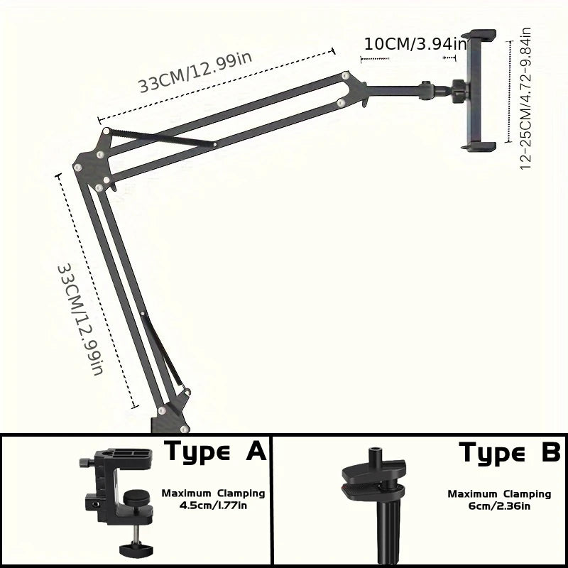 Adjustable Bed Tablet Holder Rotatable Long Arm 4.7-13"