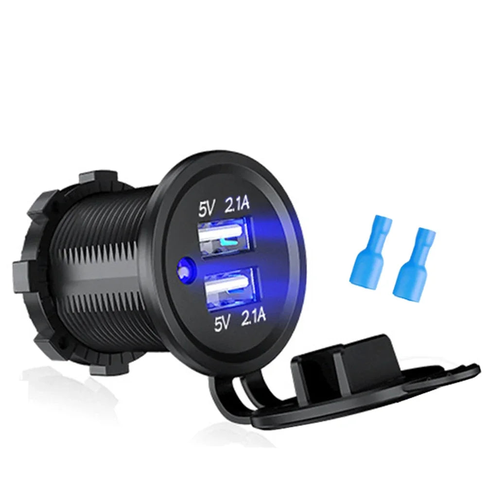 Universal Motorcycle Car Charger LED Light USB TYPE-C