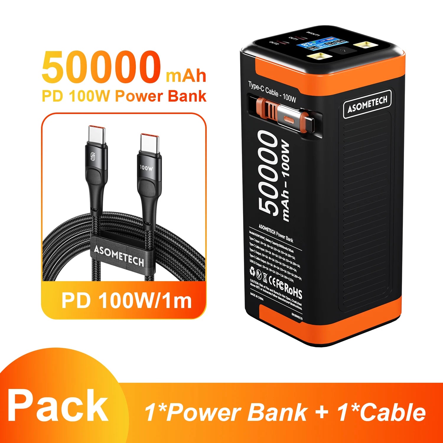 Power Bank 50000mAh 100W PD PPS Super Fast