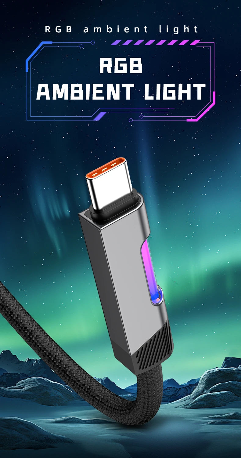 RGB Fast Charging Cable 120W 6A USB Type