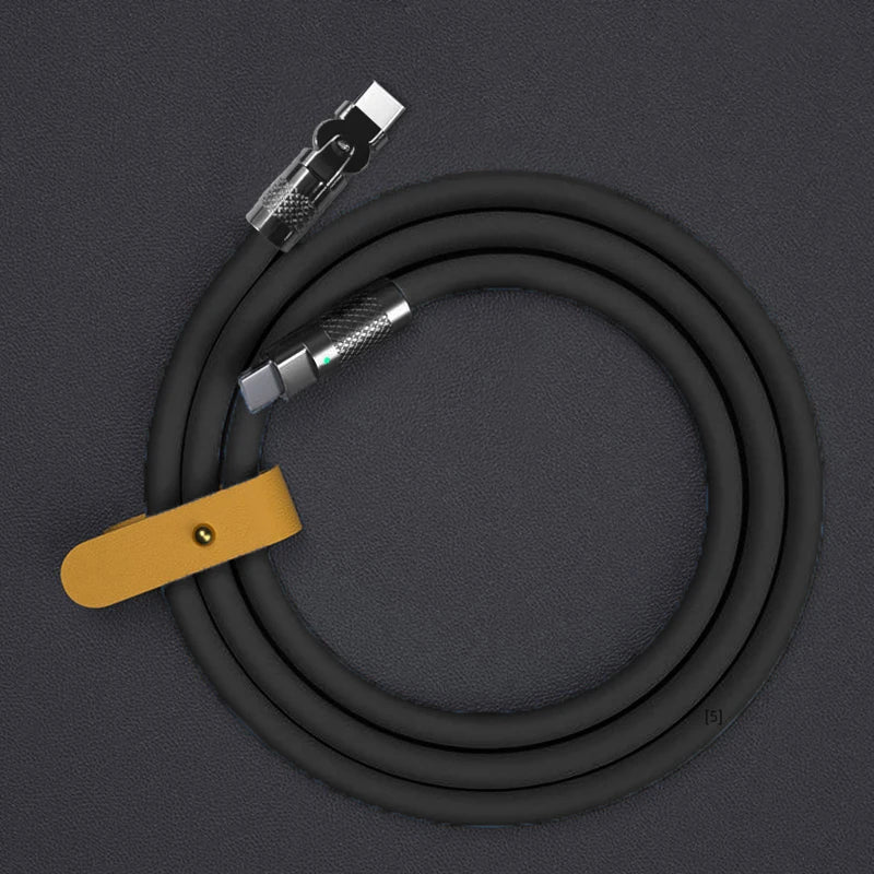 120w 6a Super Fast Charge Type C Silicone 180 ° rotating elbow TYPE-C-C data cable 1M 2M Usb Cable Usb C to C Charger Cable