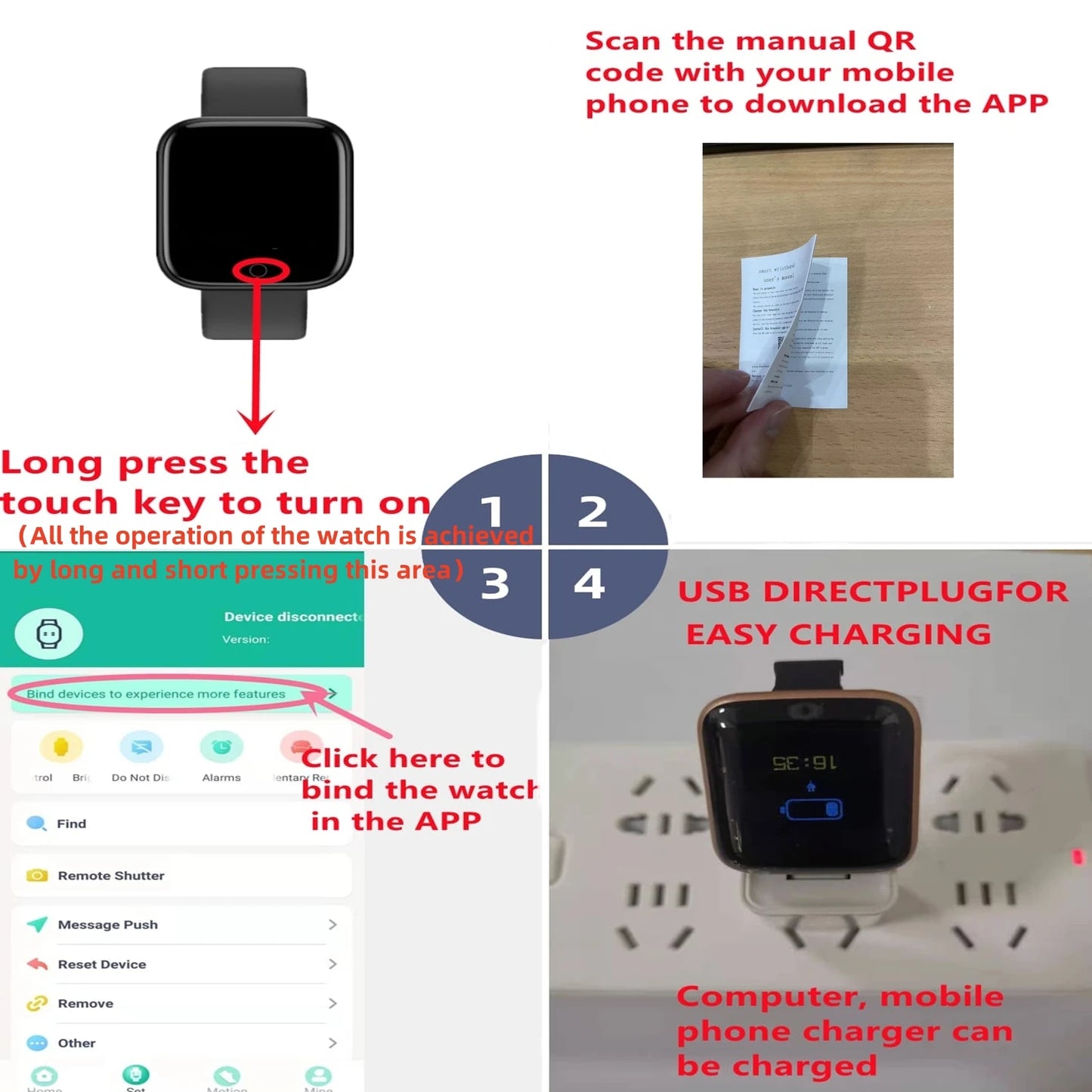 Smart Watch For Women Men Wristwatch Bluetooth Connected