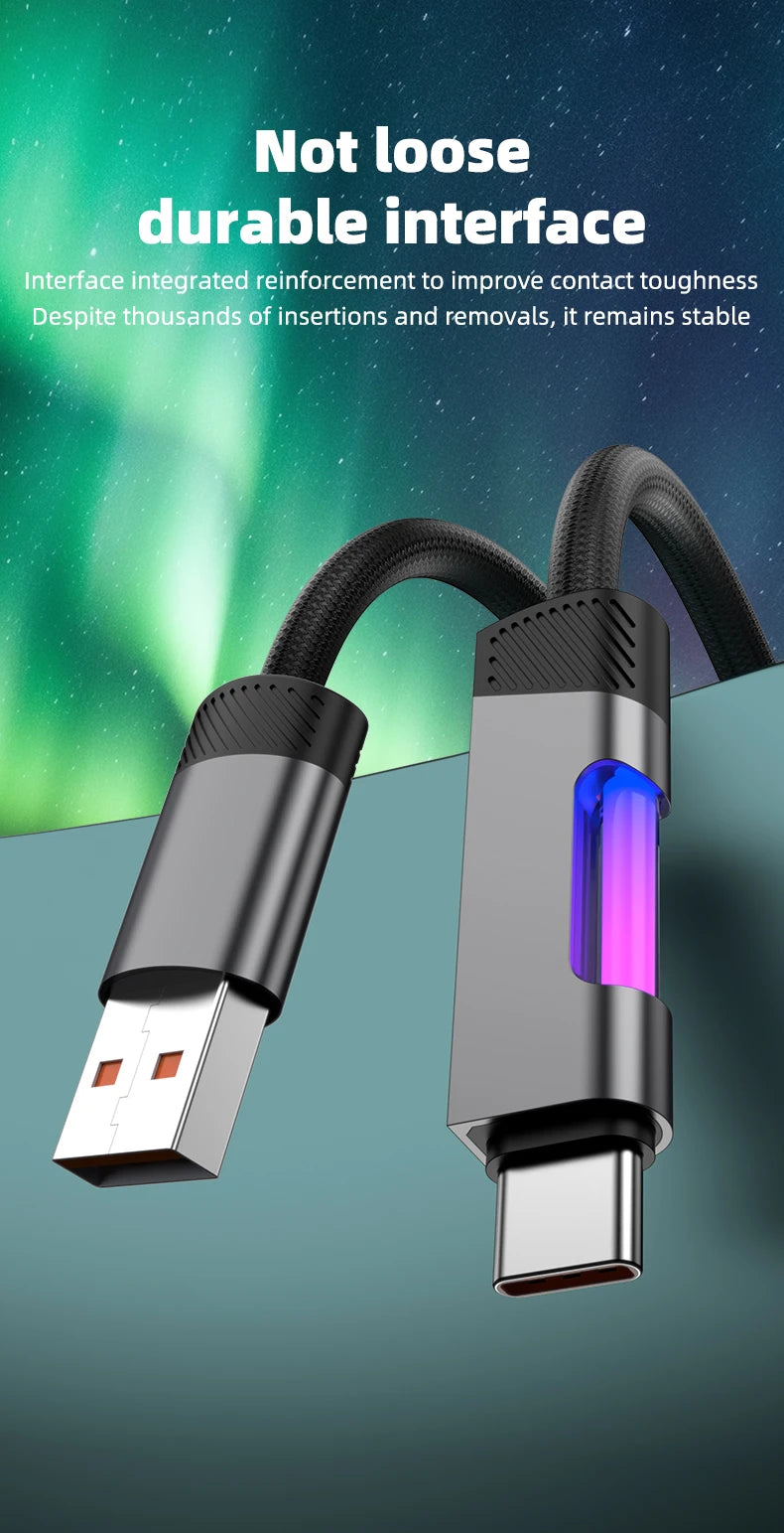 RGB Fast Charging Cable 120W 6A USB Type