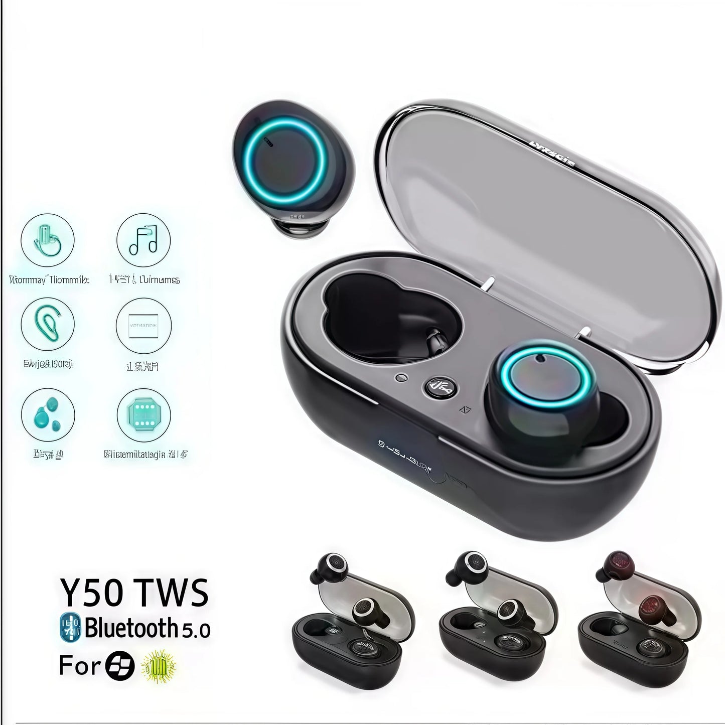 TWS Bluetooth 5.0 Earphones - 9D Stereo Touch
