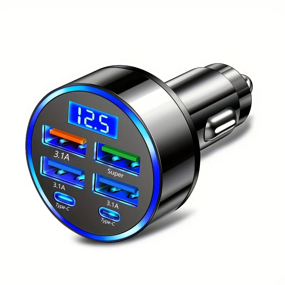 6-in-1 Fast Charging Car Adapter 3.1A Dual Type-C