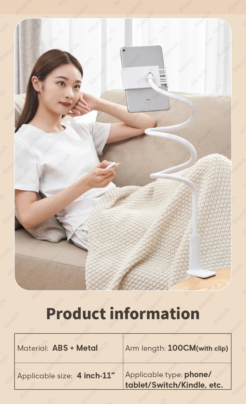 Tablet Bracket for Bed Desk Gooseneck Tablet Stand