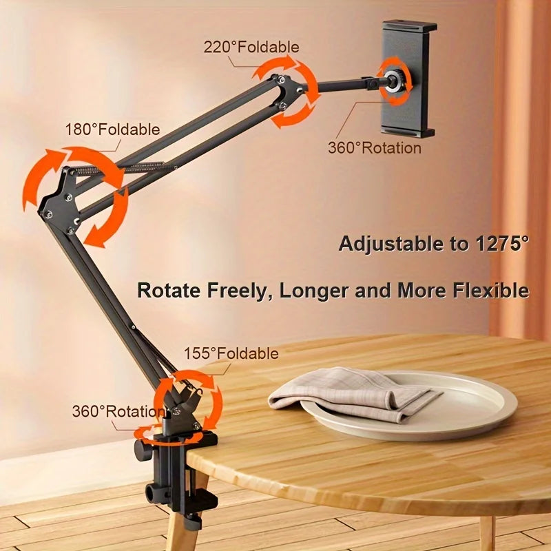Adjustable Bed Tablet Holder Rotatable Long Arm 4.7-13"