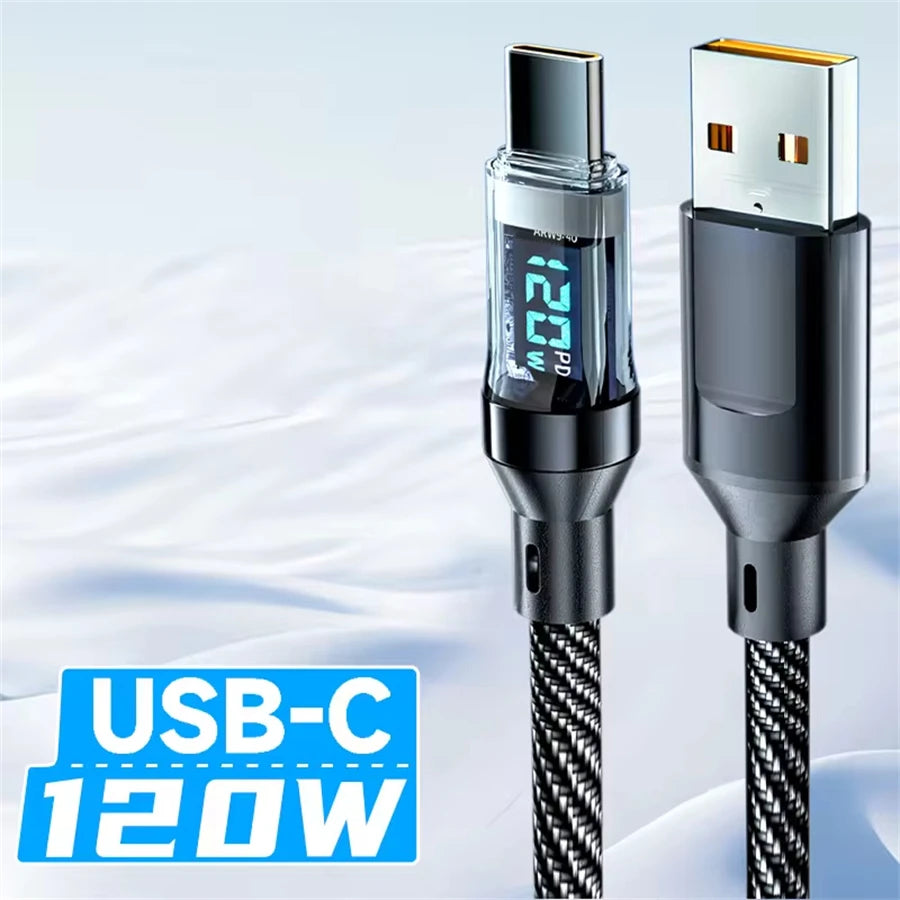 NNBILI 120W Super Fast Charging Cable Real-time Digital