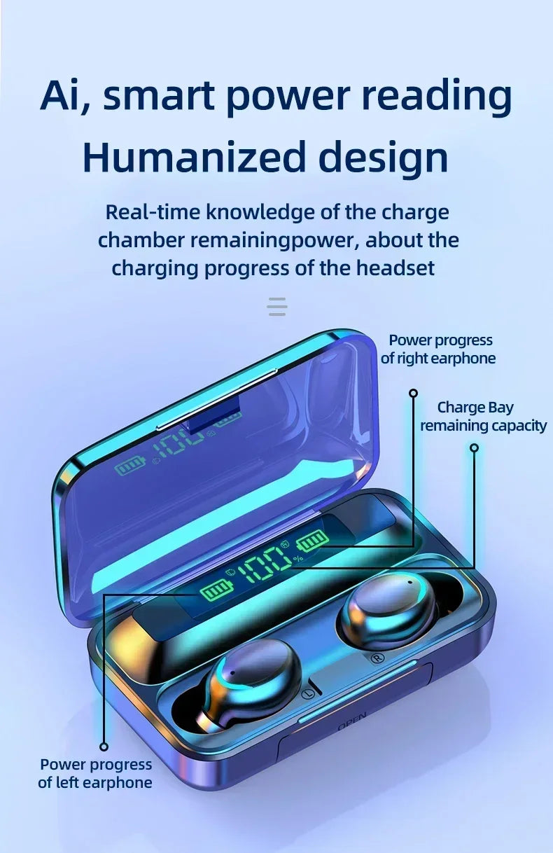 TWS F9-5 Earphone Bluetooth 5.3 Wireless Headphones Hifi