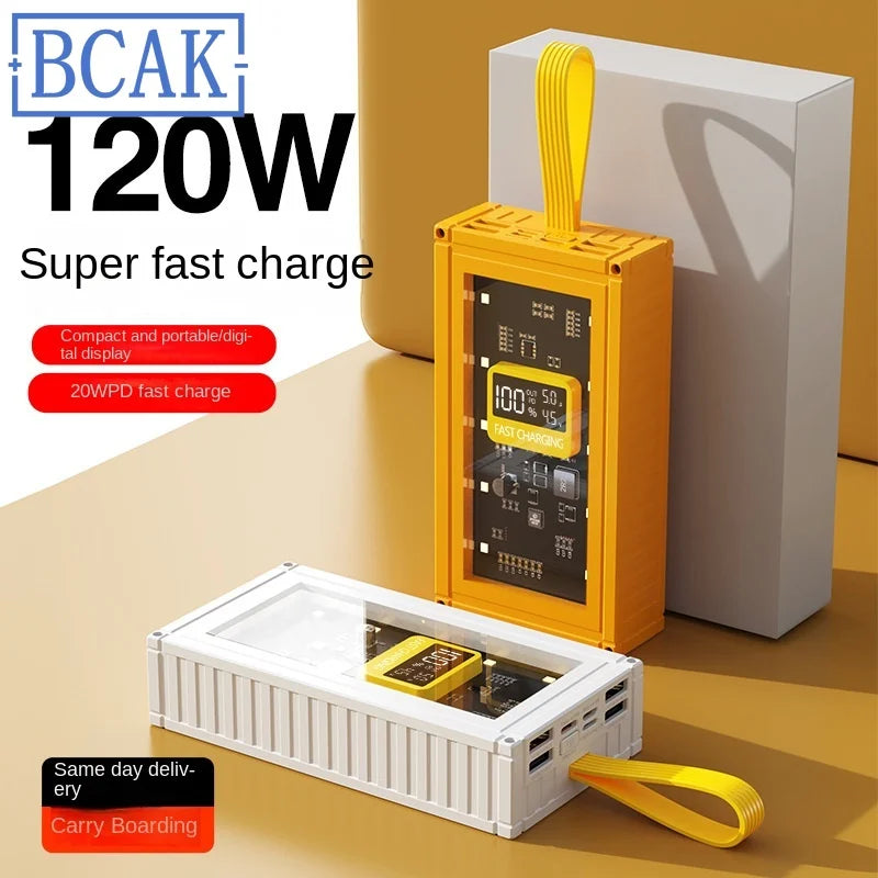 30000mAh 50000mAh 120W Fast Charging Transparent Power Bank