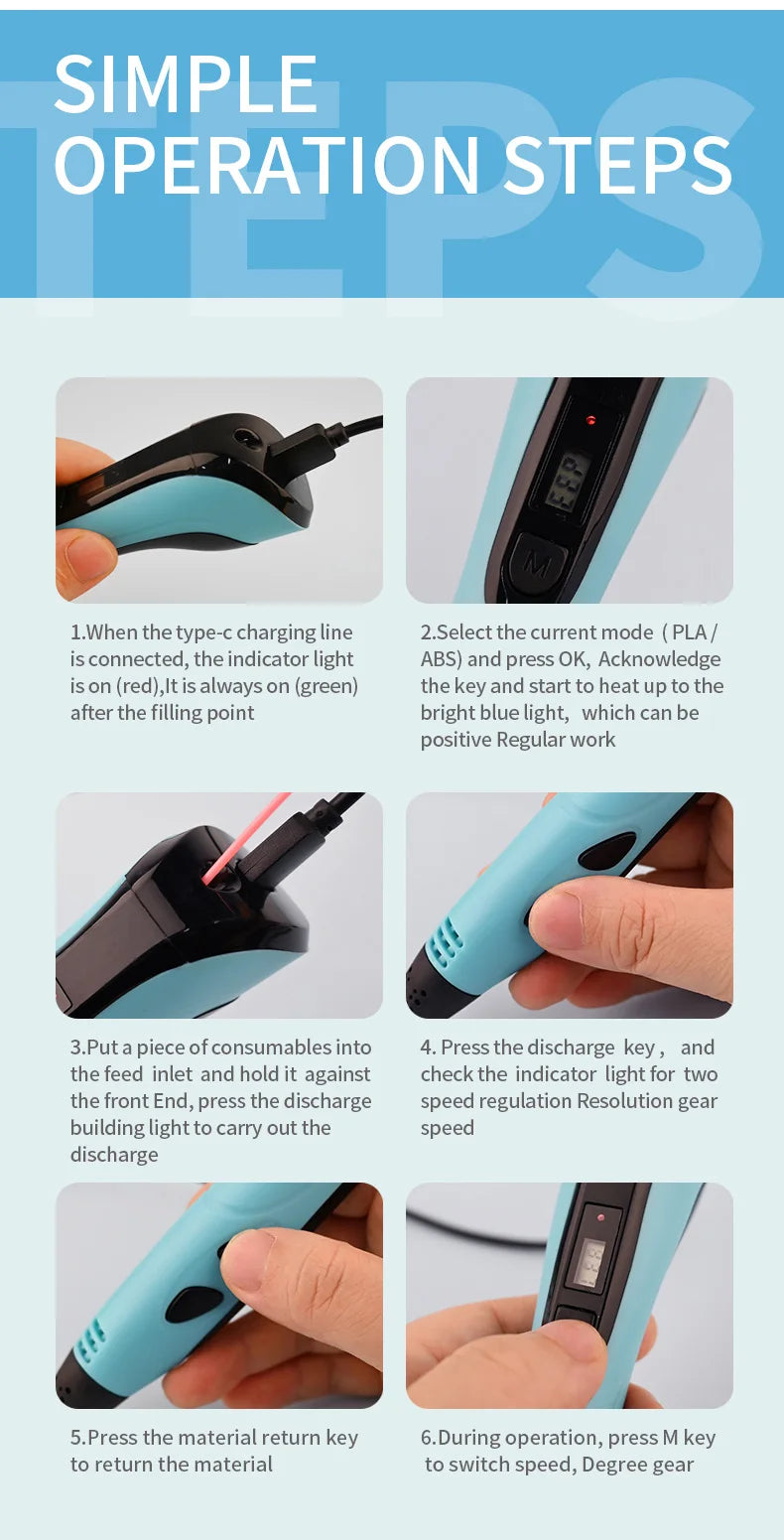 2025 Children 3D Printing Pen with LED Screen