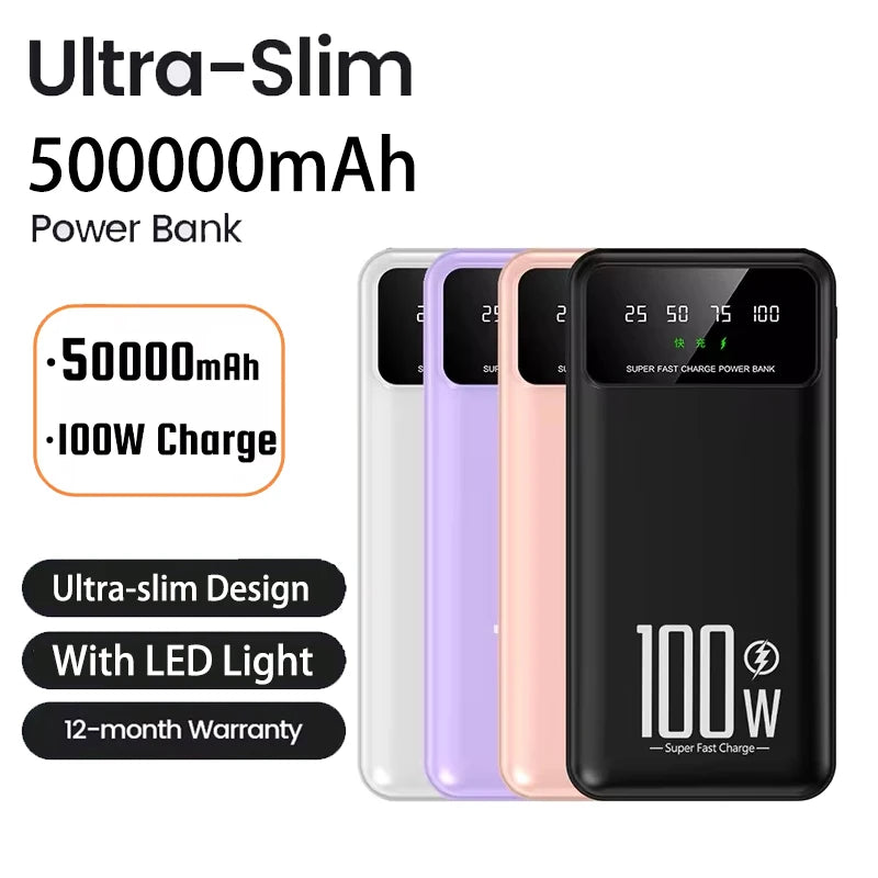 2025 NEW Power Bank 50000mAh High Capacity 100W