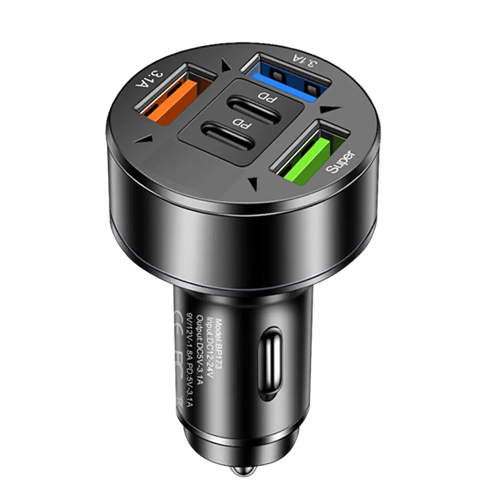 Car Charger Fast Charging 100W 3 USB 2PD