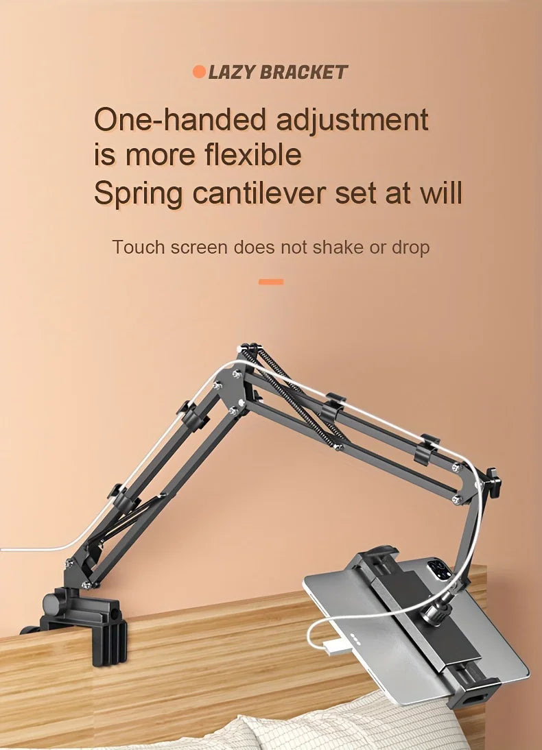 Adjustable Bed Tablet Holder Rotatable Long Arm 4.7-13"