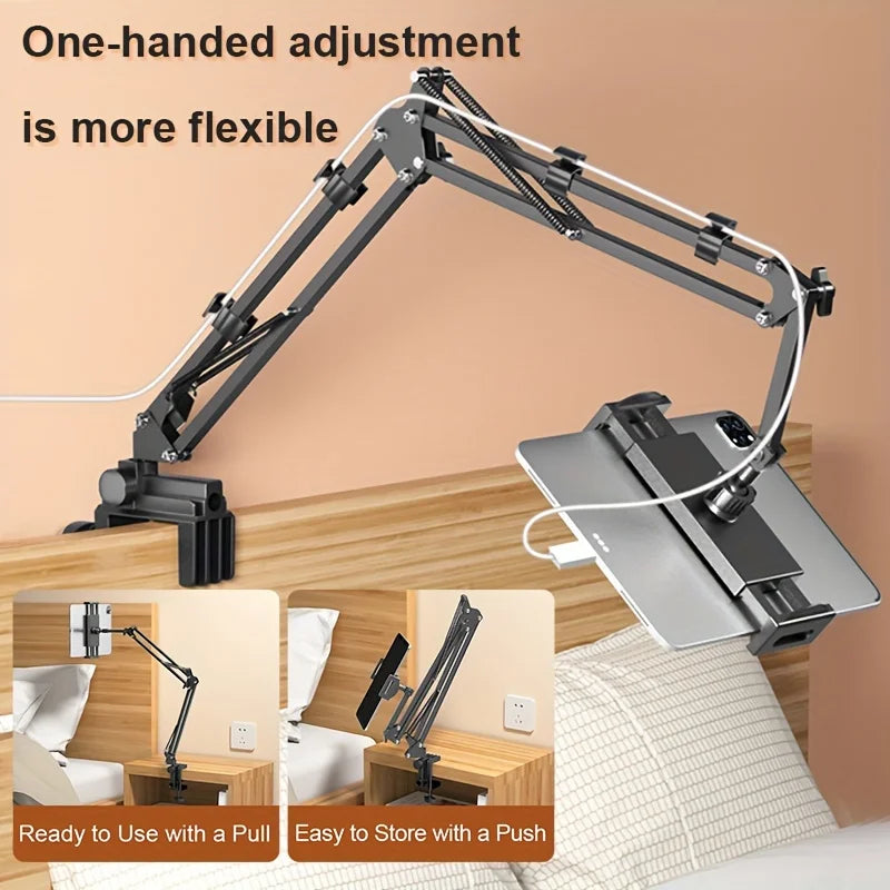 Adjustable Bed Tablet Holder Rotatable Long Arm 4.7-13"