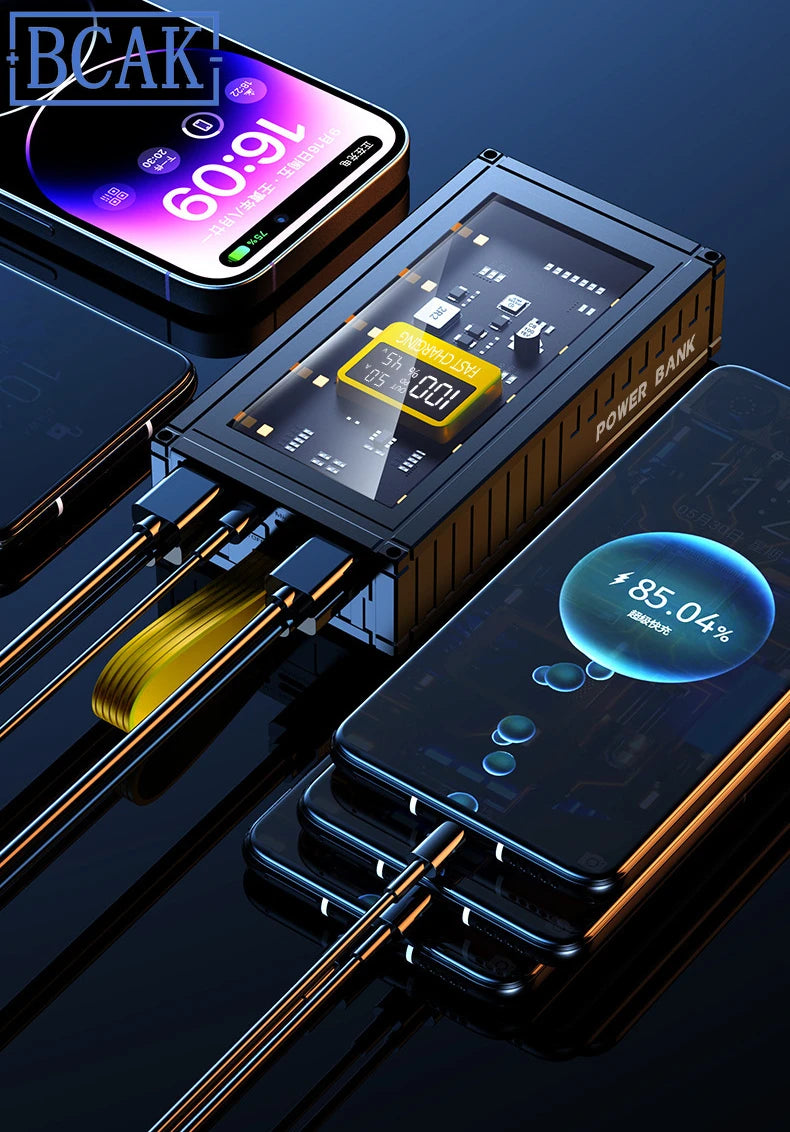 30000mAh 50000mAh 120W Fast Charging Transparent Power Bank