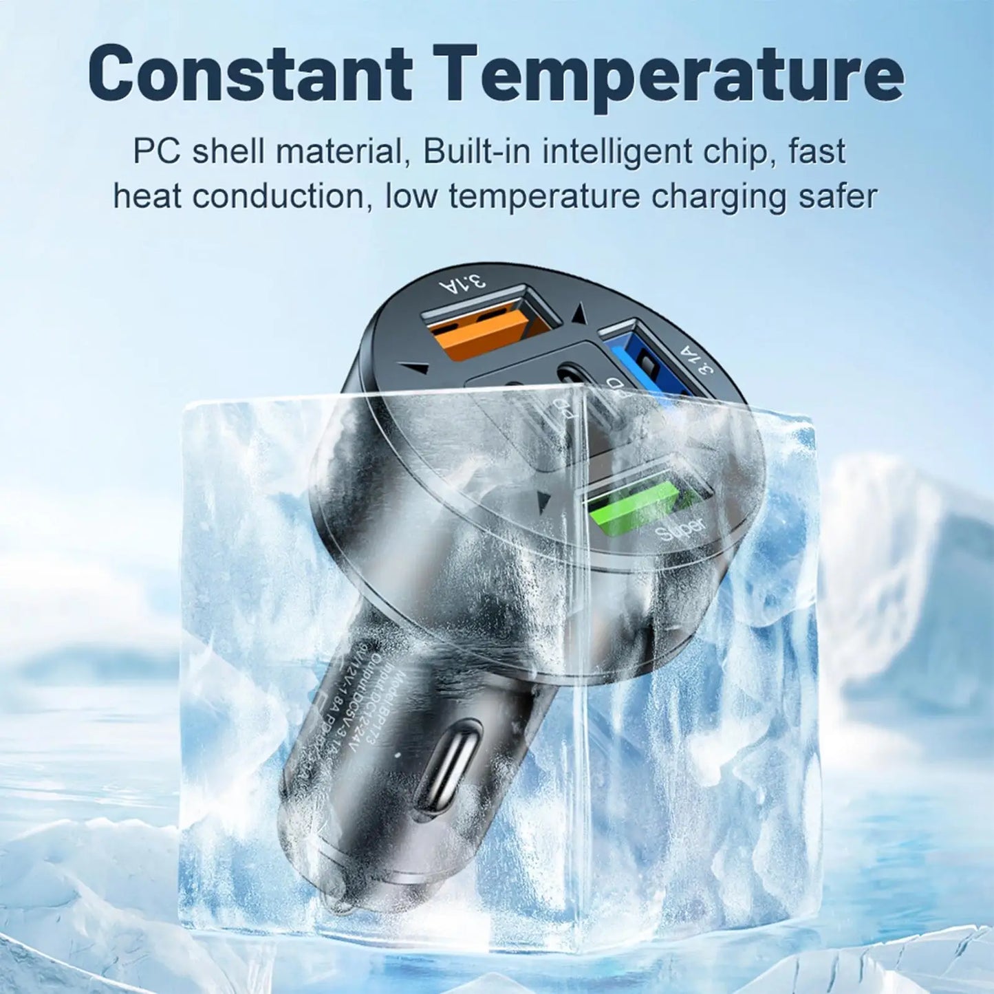 Car Charger Fast Charging 100W 3 USB 2PD