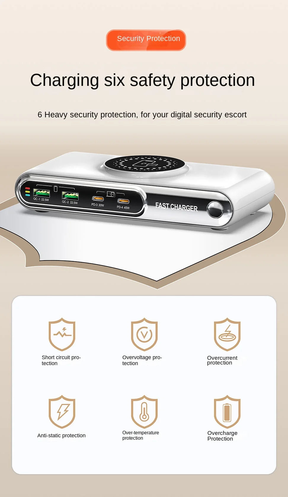 Mobile Phone Fast Charging 6-in-1 Multi-Function Charger Fast