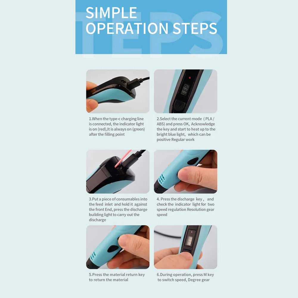 2025 Children 3D Printing Pen with LED Screen