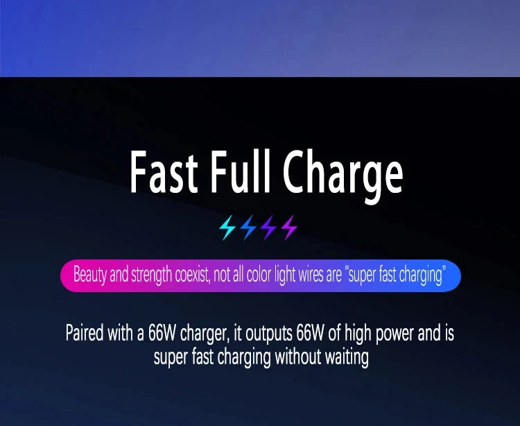 6A Super Fast Charging Colorful Light Data Cable