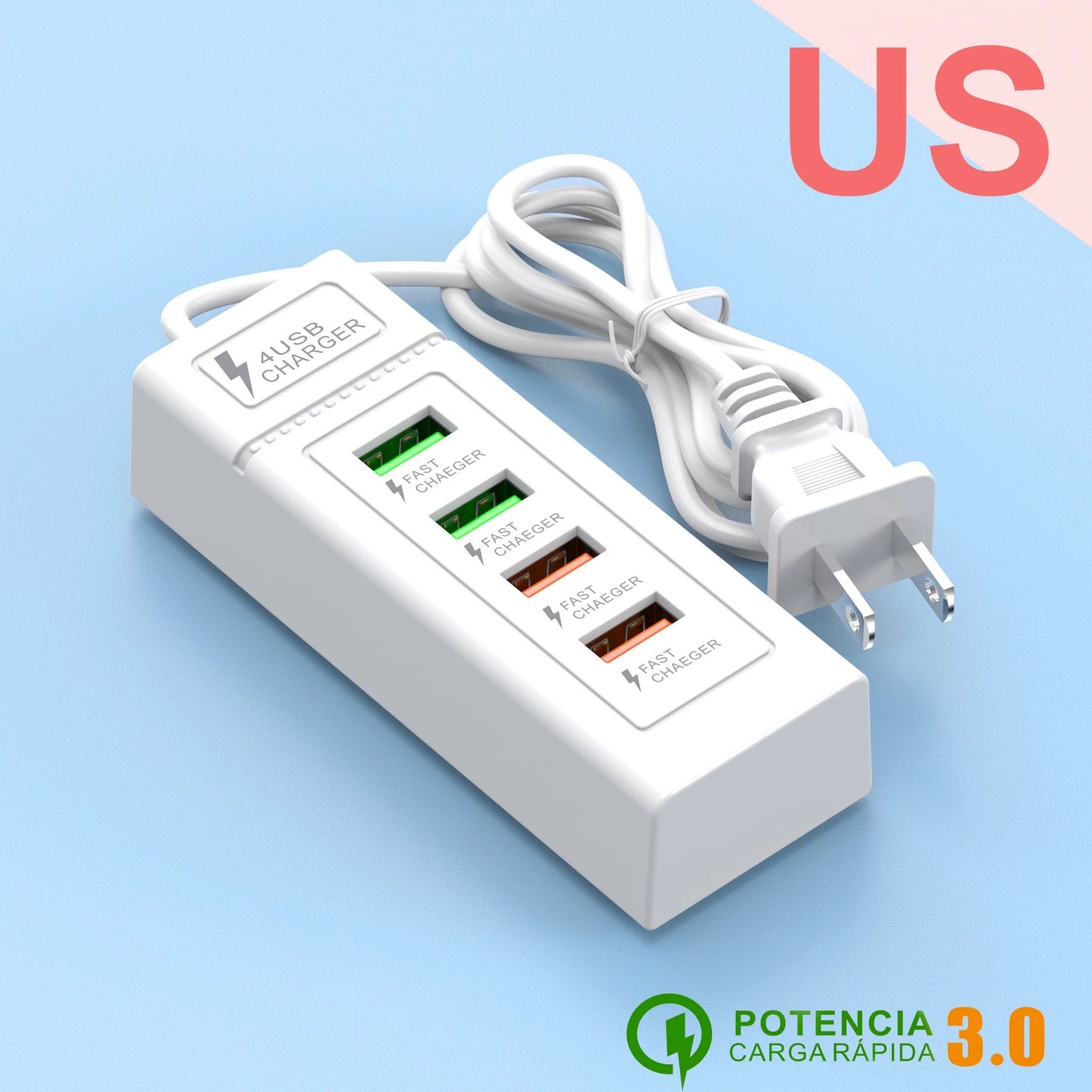 USB Plug Power Strip Charger Station Splitter 5V4A