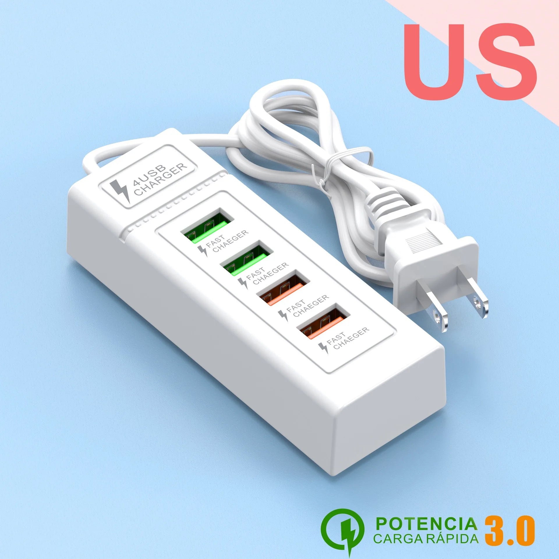 USB Plug Power Strip Charger Station Splitter 5V4A