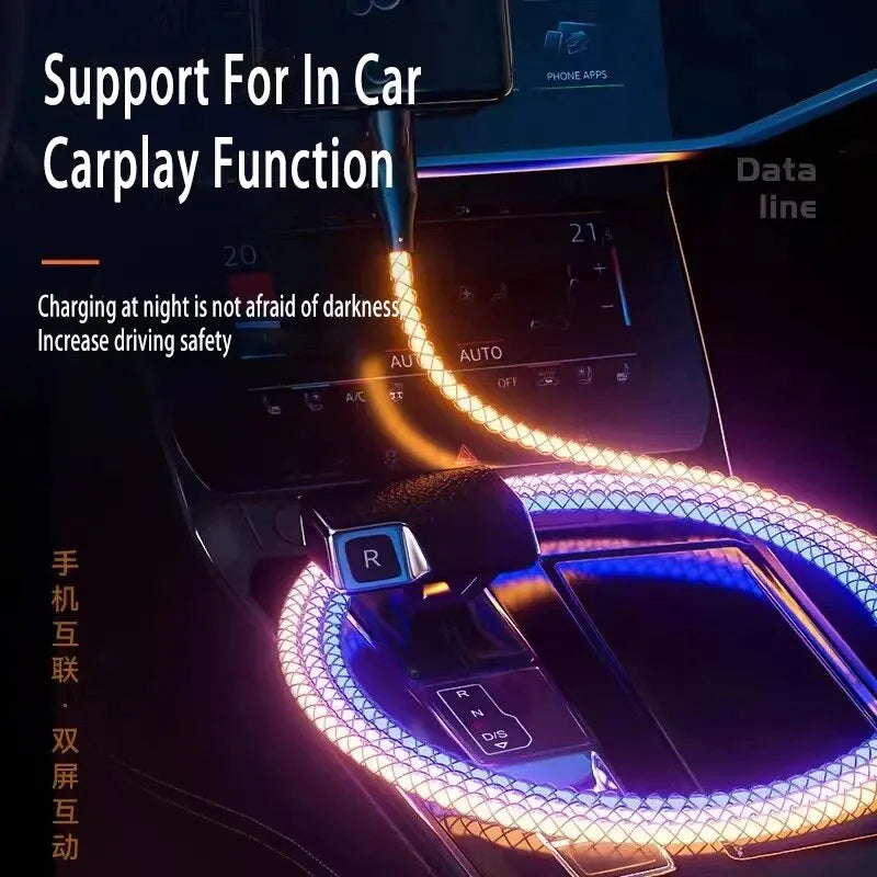 6A Super Fast Charging Colorful Light Data Cable