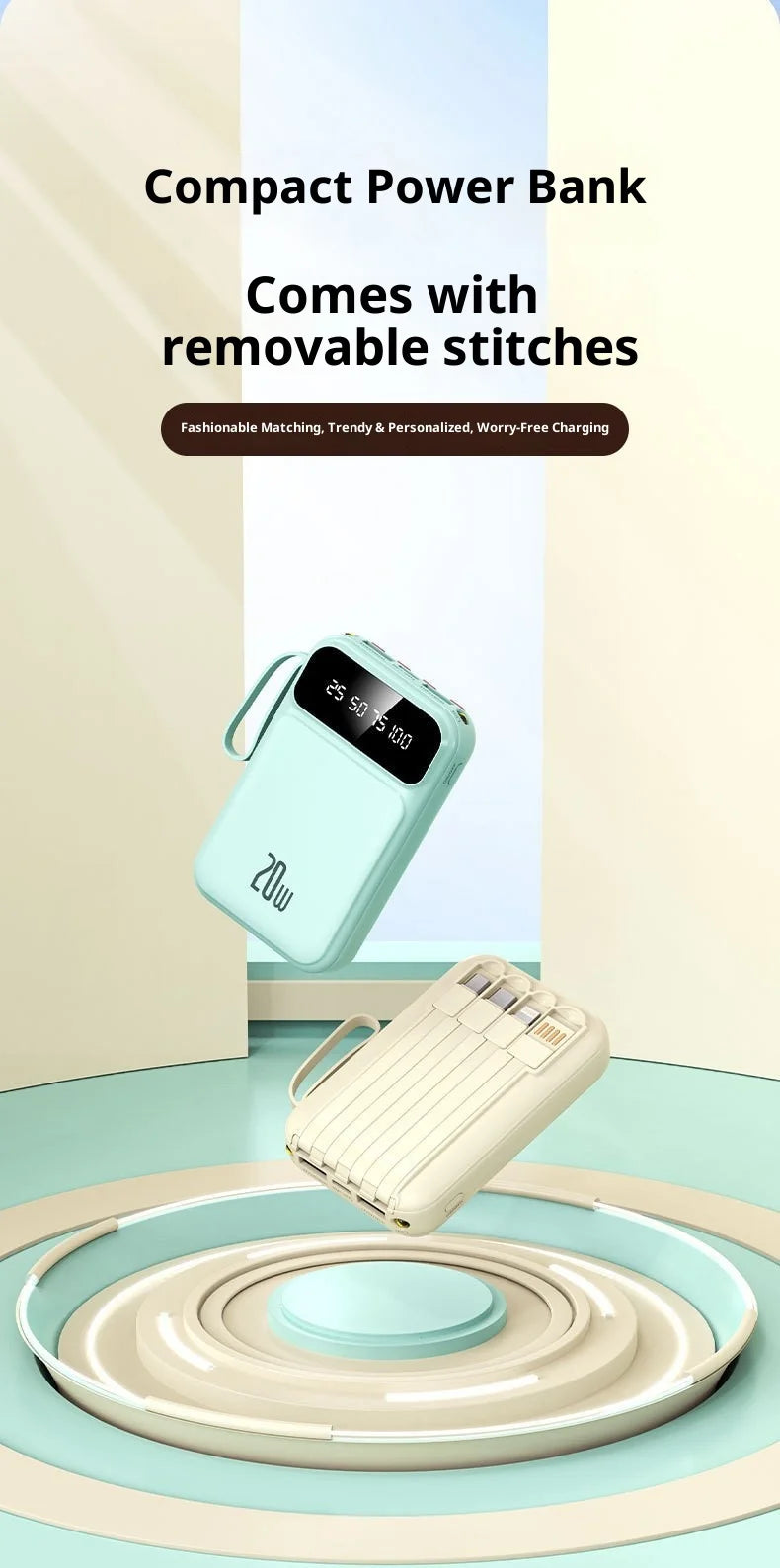 Power bank comes with 20000 mAh large capacity