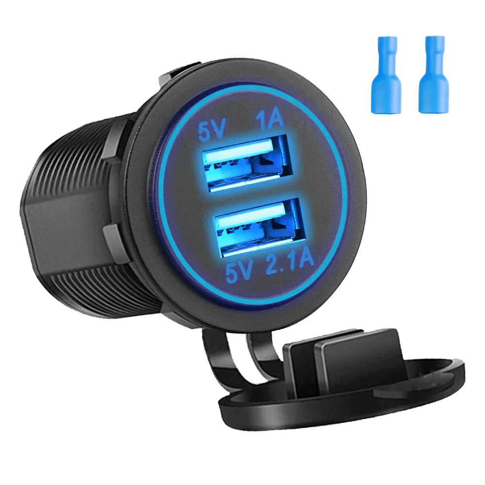 Universal Motorcycle Car Charger LED Light USB TYPE-C