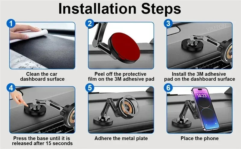 Magnetic Wireless Charger Car Phone Holder 15W Fast