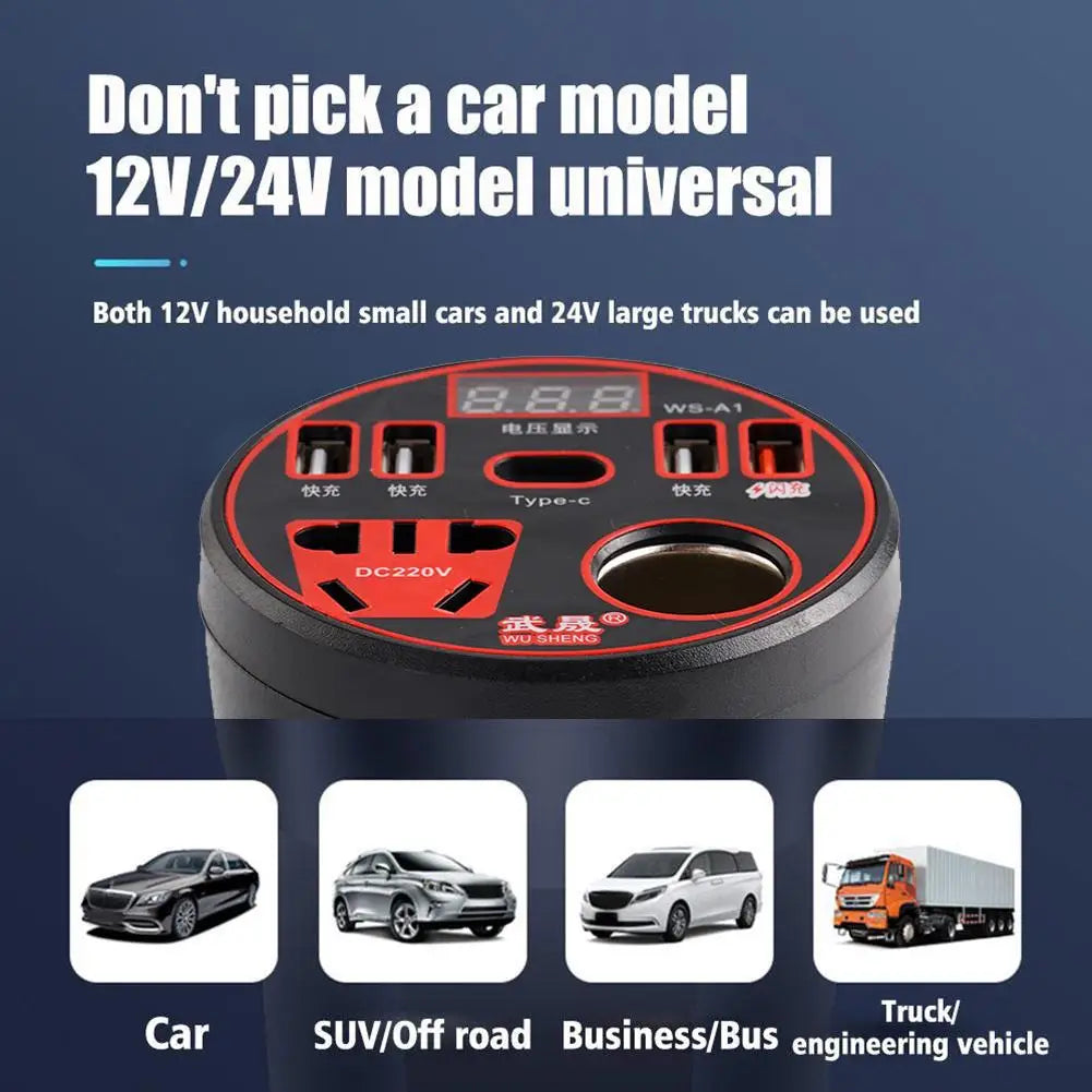 Car Power Inverter 12V/24V TO 220V Converter Type-C