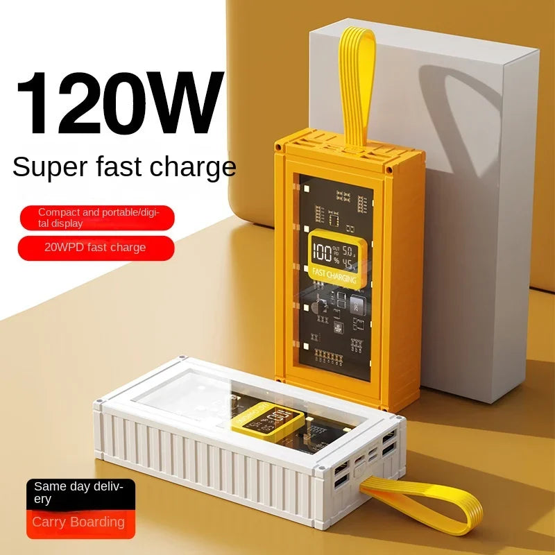 30000mAh 50000mAh 120W Fast Charging Transparent Power Bank